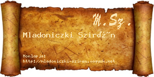 Mladoniczki Szirén névjegykártya